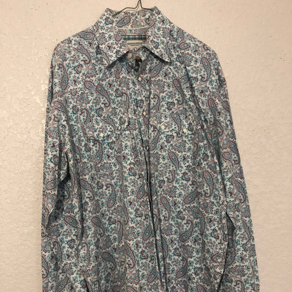 Panhandle paisley long sleeve pearl snap shirt
